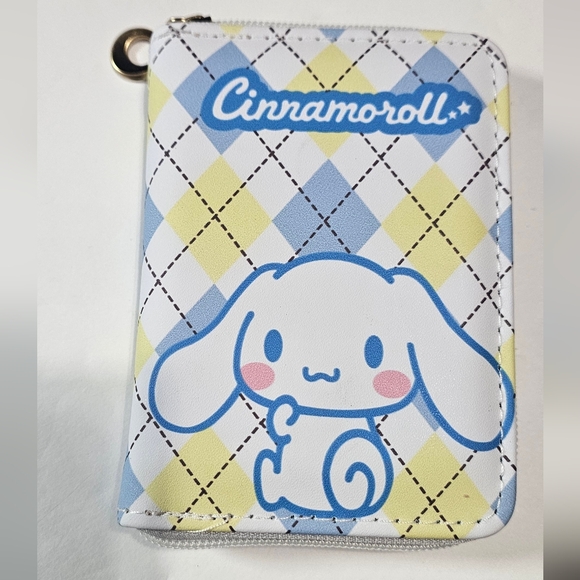 Sanrio Handbags - NEW Sanrio Cinnamoroll Blue and Yellow Argyle Full‎ Zip Wallet NEW